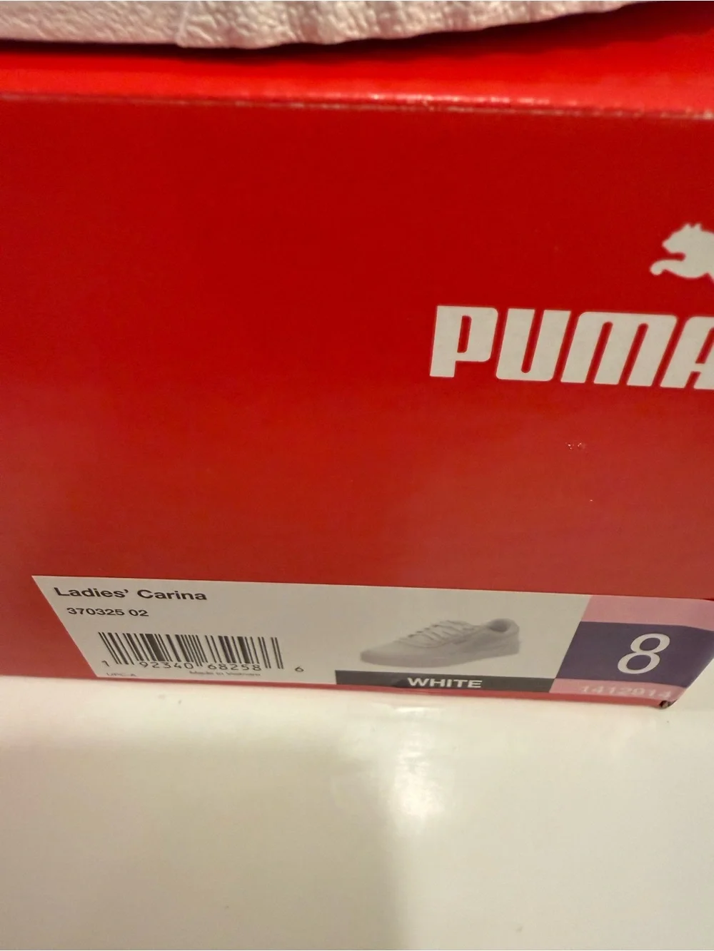 Puma‎ Carina Women’s Leather Court Sneakers White Platform 8 NIB